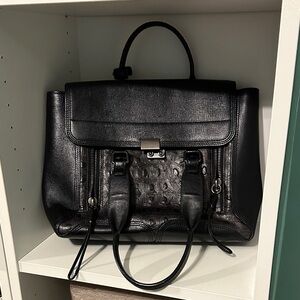 3.1 Phillip Lim Black Croc Textured Satchel